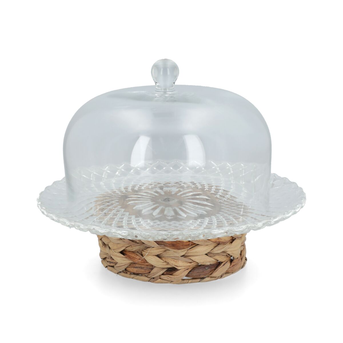 Bien Servi 3-Piece Glass Cake Dome Set Clear and Brown